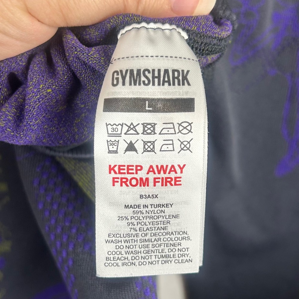 Gymshark Womens Adapt Animal Seamless Leggings Black Purple Lime B3A5X Large - Picture 8 of 8